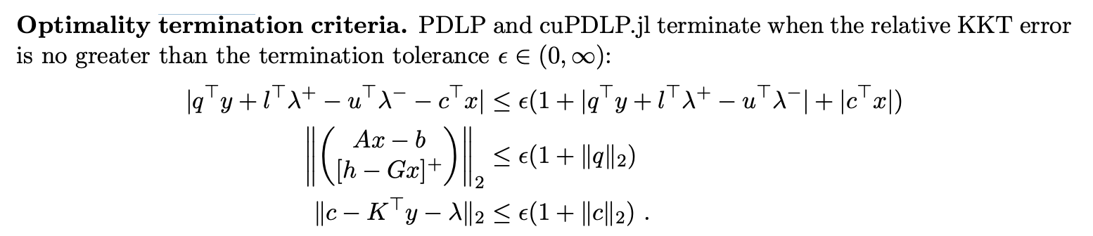 Termination criteria